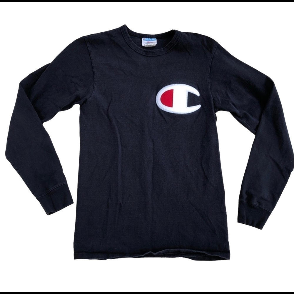 Vintage Champion navy logo long sleeve shirt